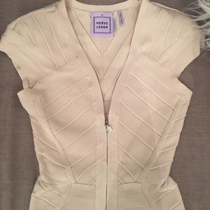 Herve Leger beige bandage dress XS